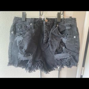 Distressed high-waisted Jean shorts